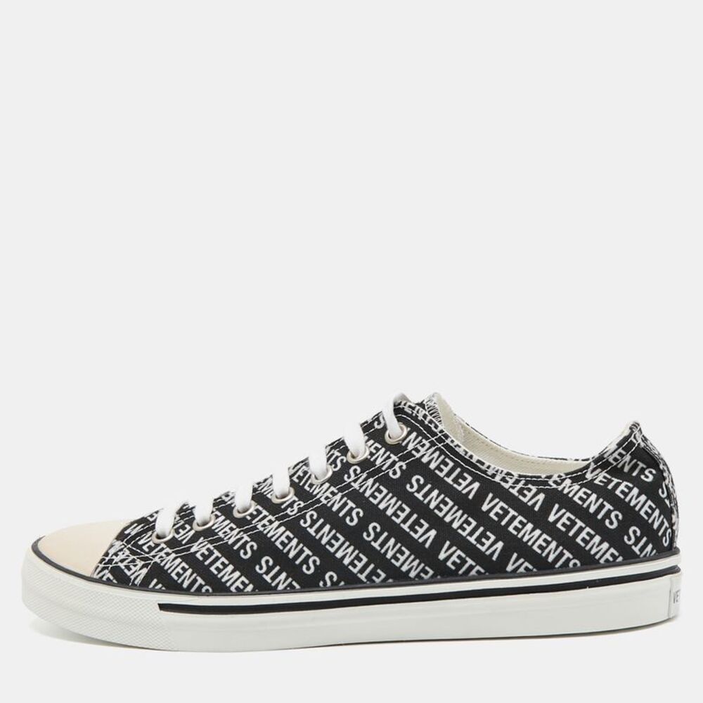Vetements Black/white Logo Print Canvas Low Top Sneakers Size 44